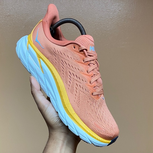 HOKA ONE ONE CLIFTON 8 SUN BAKED SHELL CORAL WOMEN’S RUNNING SNEAKERS SIZE 9.5 - Picture 11 of 17
